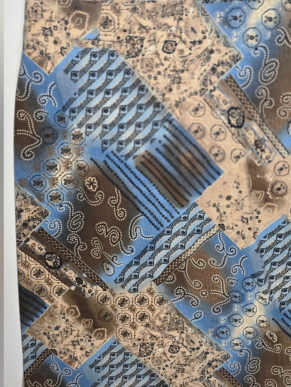 CJ Banks Size 24 Blue & Tan Decorative Paisley Long Skirt - Prairie Cottagecore